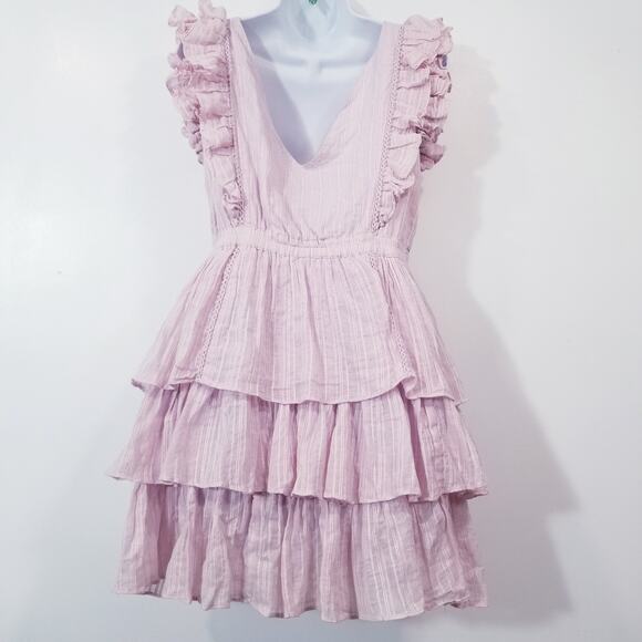 House of Harlow 1960 Ruffle Tiered Layered Pink Mini Dess - Picture 3 of 14